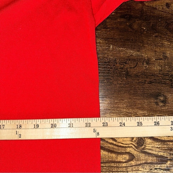 Anne Klein Sweater Womens 1X Red Poppy Combo Striped V-Neck Knit Old Money Retro - Picture 9 of 11